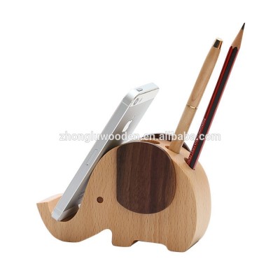 Hot Sales wooden Elephant Pencil Holder Desk Organizer with Phone Holder ZL-17.025