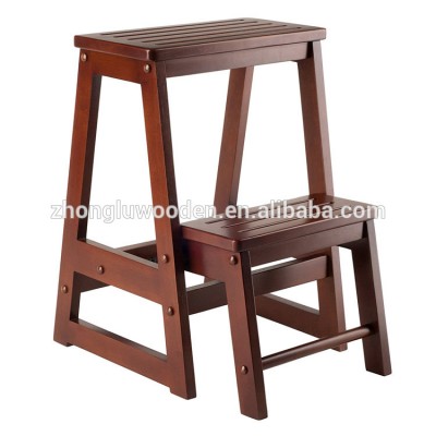 Zhonglu Indoor Natural pine Wood chair 2 Step Stool folding step stool