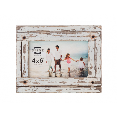 ZL-1758 Prinz Homestead Wood Frame 4 by 6-Inch Distressed White wood photo frame