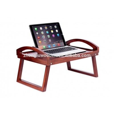 Wooden Lap Desk Bed Tray | Breakfast Bed Tray with Wide Grip Handles | Folding Legs | Food Drink Snack Serving Bed Tray Table |