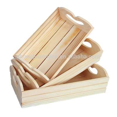 Solid wooden food and vegetable crate tray